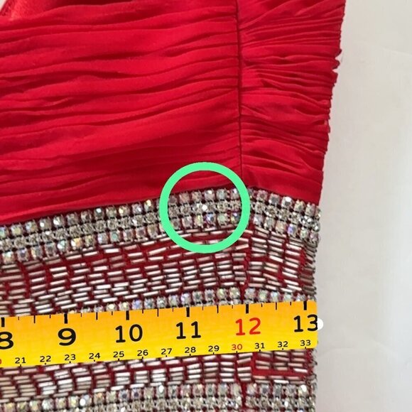 Tiffany Design Red Chiffon Beaded Sweetheart Strapless Dress Gown SZ 2 NWT READ - Picture 11 of 13